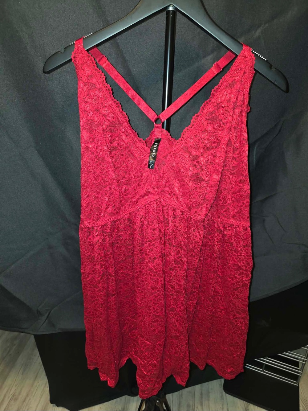 torrid Red Lace Chemise with V-Neck and Strappy Back